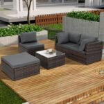 Patio Furniture, Outdoor Furniture, Seasonal PE Wicker Furniture, 5 Set Wicker Furniture With Temper - Image 2