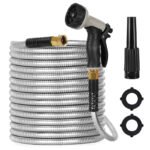 Metal Garden Hose, 100ft Stainless Steel Flexible Water Hose With 10 Adjustable Patterns