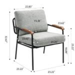 Modern Accent Chair With Natural Wood Armrests And Black Metal Frame - Image 4