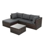 Patio Furniture, Outdoor Furniture, Seasonal PE Wicker Furniture, 5 Set Wicker Furniture With Temper - Image 3