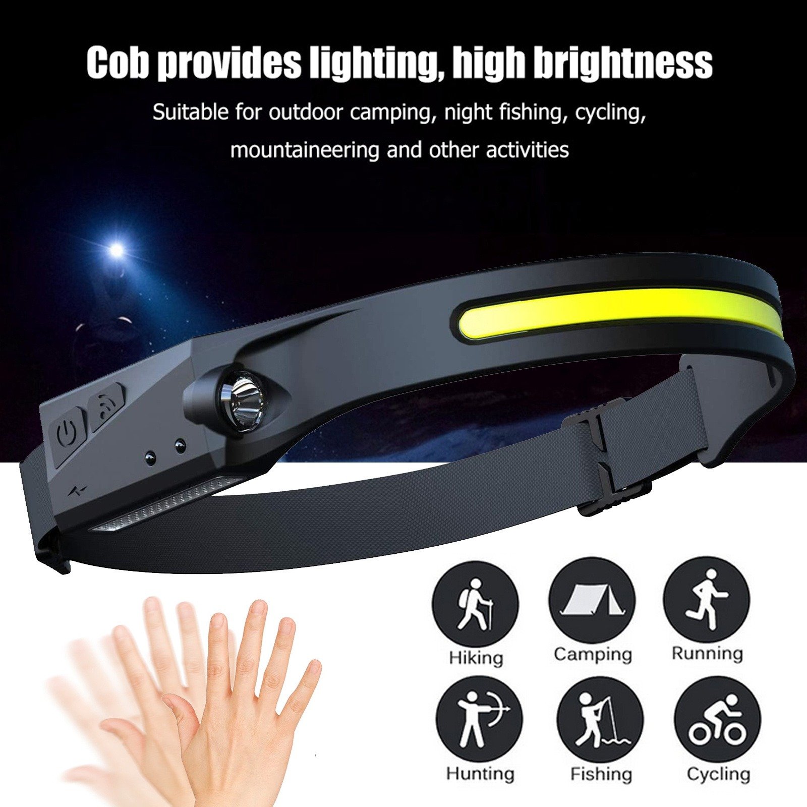 37f8a77f-4f42-4db4-be0c-547f4fd993f4.jpg COB LED Induction Riding Headlamp Flashlight USB - Image 1