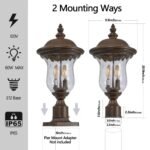 Vintage Outdoor Light Pole Lights, Waterproof Garden Patio Lights, Walkway - Image 5