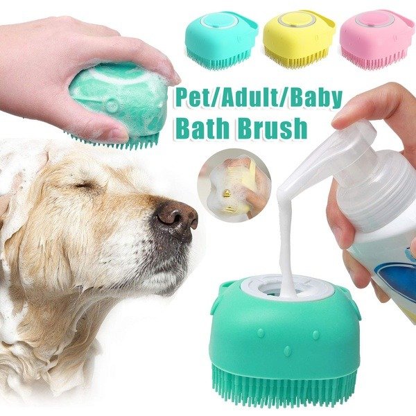 634d43a5-5040-40d6-a1ad-b31ca170060e.jpg Silicone Dog Bath Massage Gloves Brush Pet Cat Bathroom Cleaning Tool - Image 1