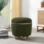 Round Storage Stool, Storage Stool With Storage Space And Cushioned Seat