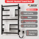 SIOYIE Towel Warmer Bathroom Wall Mounted 6 Bars Electric Towel Drying