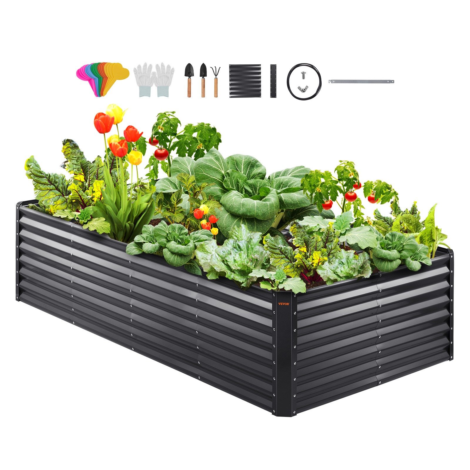 9299fe27-18c6-4e96-9b21-e5d99c47148c.jpg VEVOR Galvanized Raised Garden Bed Planter Box 94.5x47.2x23.6inch Flower Vegetable - Image 1