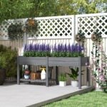 Wood Raised Garden Box, Elevated Garden Bed With Side Table - Image 2