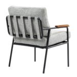 Modern Accent Chair With Natural Wood Armrests And Black Metal Frame - Image 7