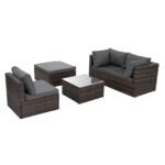 Patio Furniture, Outdoor Furniture, Seasonal PE Wicker Furniture, 5 Set Wicker Furniture With Temper - Image 7