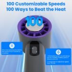 One Hundred Speed Handheld Fan With Ice Cooler High Speed Turbo Fan 3000mAh - Image 3