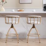 26 Swivel Counter Height Bar Stool, Set Of 2- Fabric Seat With Metal Frame - Image 6