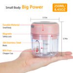 Mini Electric Garlic Chopper 8.45OZ Cordless - Image 9