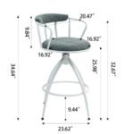 26 Swivel Counter Height Bar Stool, Set Of 2- Fabric Seat With Metal Frame - Image 7
