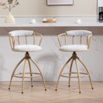 26 Swivel Counter Height Bar Stool, Set Of 2- Fabric Seat With Metal Frame - Image 5