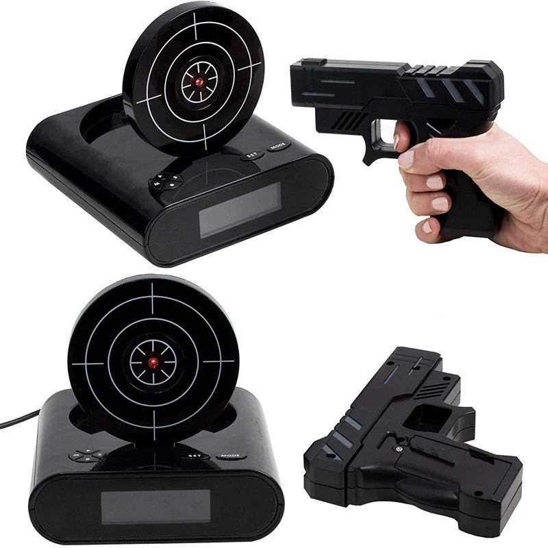 a7aee542-b36b-4491-91d6-c7f490b8d726.jpg Laser Target Alarm Clock – Interactive Gun Shooting Wake-Up Clock - Image 1